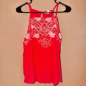 Love On A Hanger Women's Red Floral Lace Sleeveless Top - Size Small